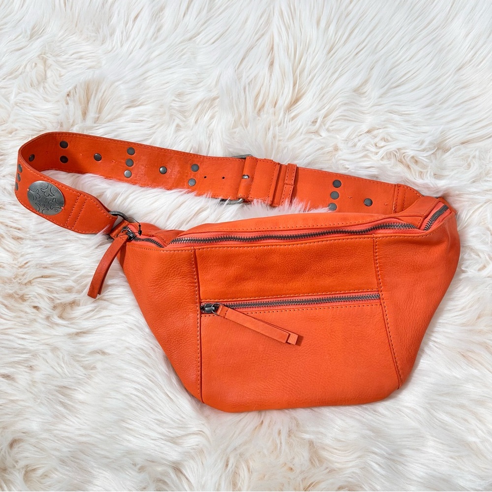 Free People Wilder Embellished Sling Bag Orange 100% Cow Leather